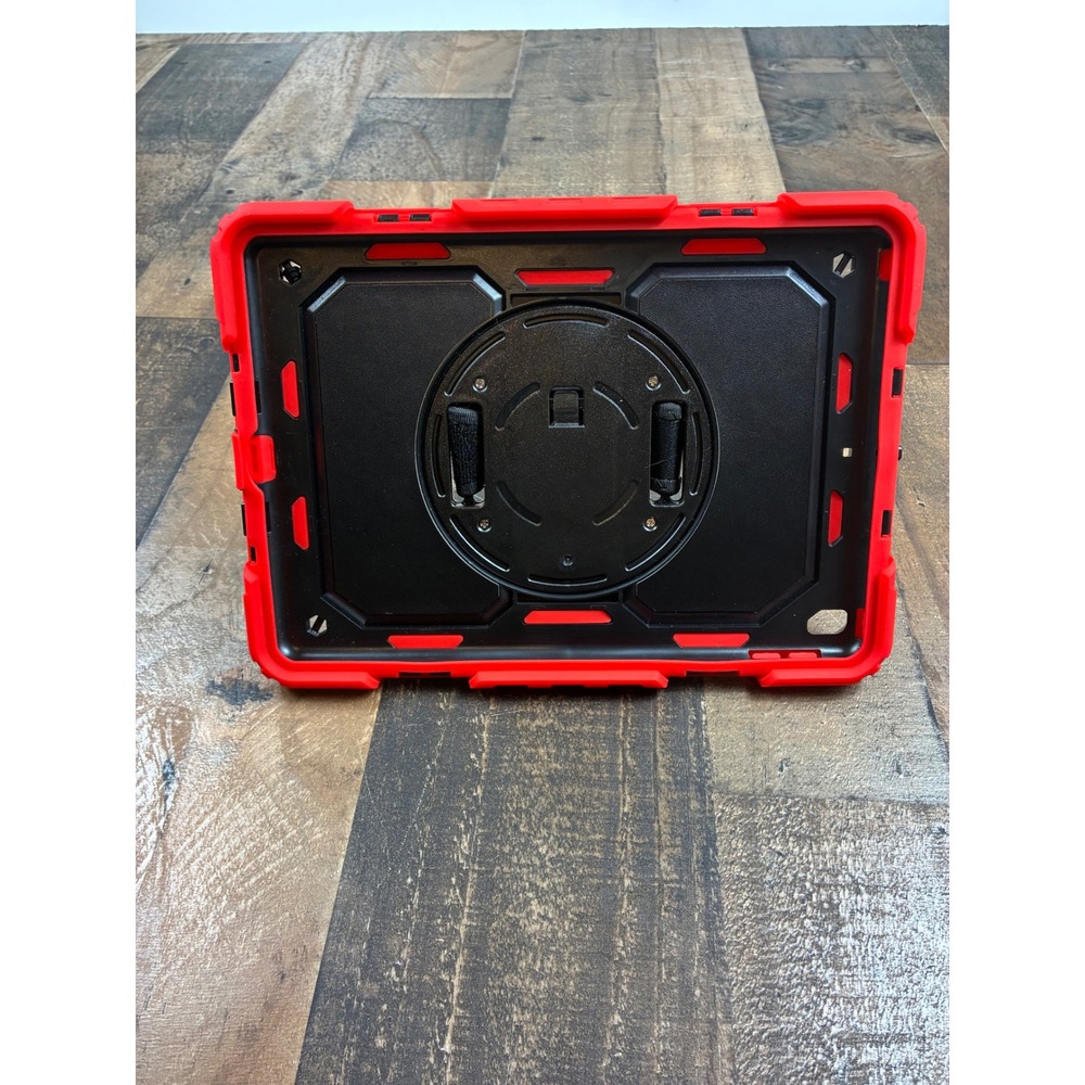 Seymac Rugged Tablet Case Red Black Shockproof Rotating Kickstand Hand Strap - Picture 2 of 4